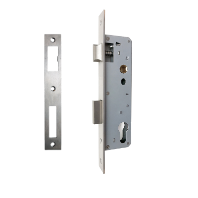 Замок для алюминиевых дверей фалевая защелка ригель 850a 85/25/8 F=24 нерж. ст. в комплекте с ответной планкой