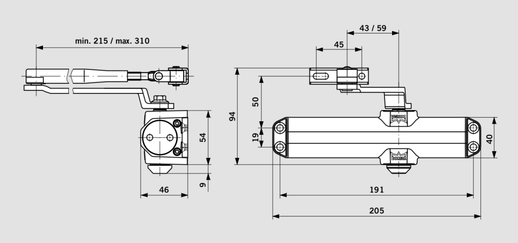 Чертеж доводчик TS Compakt