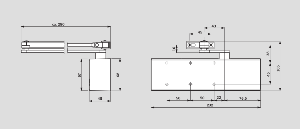 Чертеж доводчик TS 72