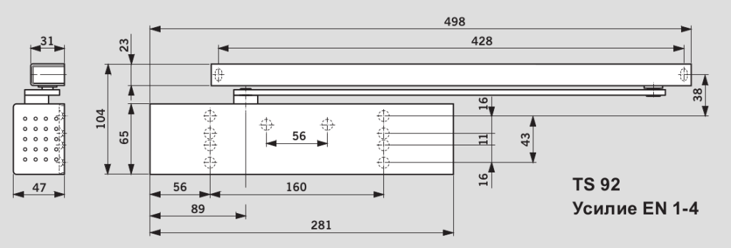 Чертеж доводчик TS92