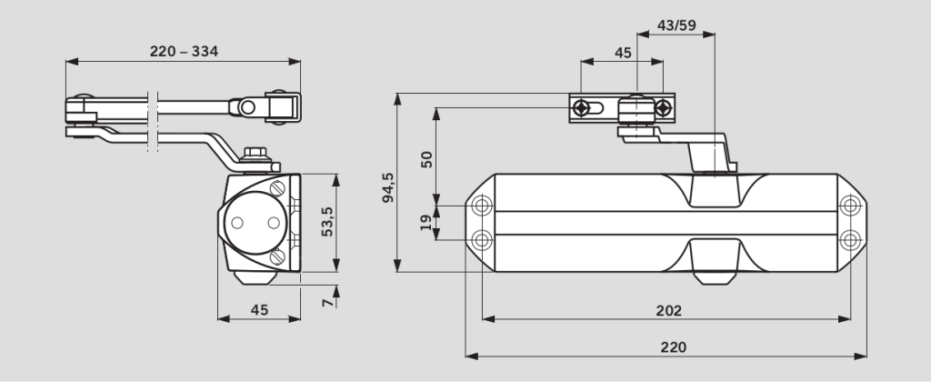 Чертеж доводчик TS68