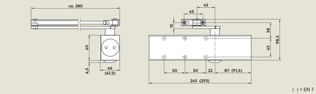 Чертеж доводчик TS 83