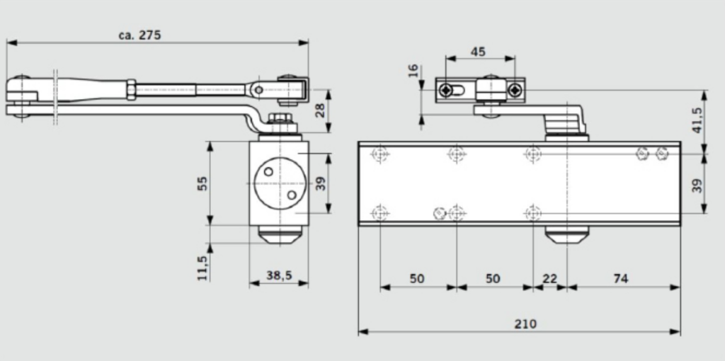 Чертеж доводчик TS Profil