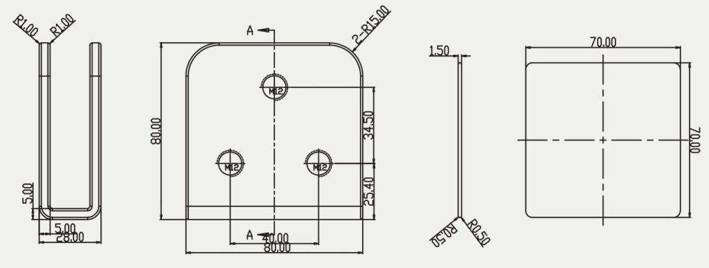 Чертеж монтажного комплекта для установки EM500 A на стекло