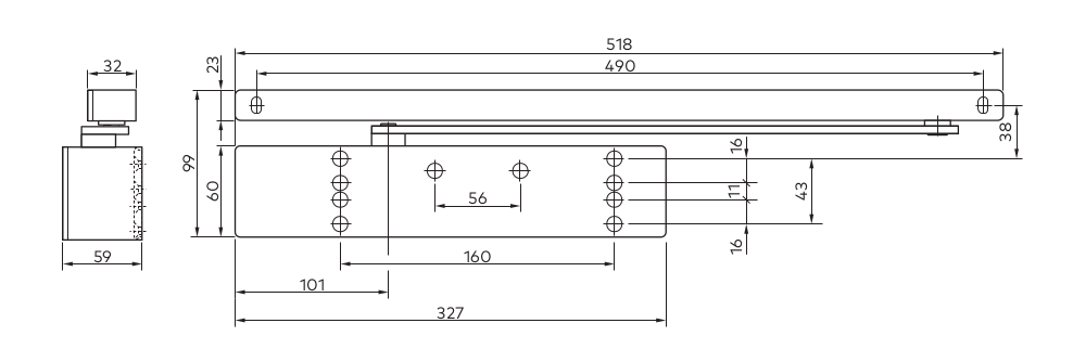 Чертеж доводчик TS98 XEA