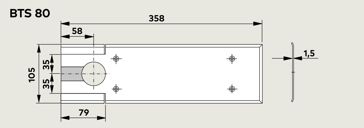 Чертеж доводчик BTS 80